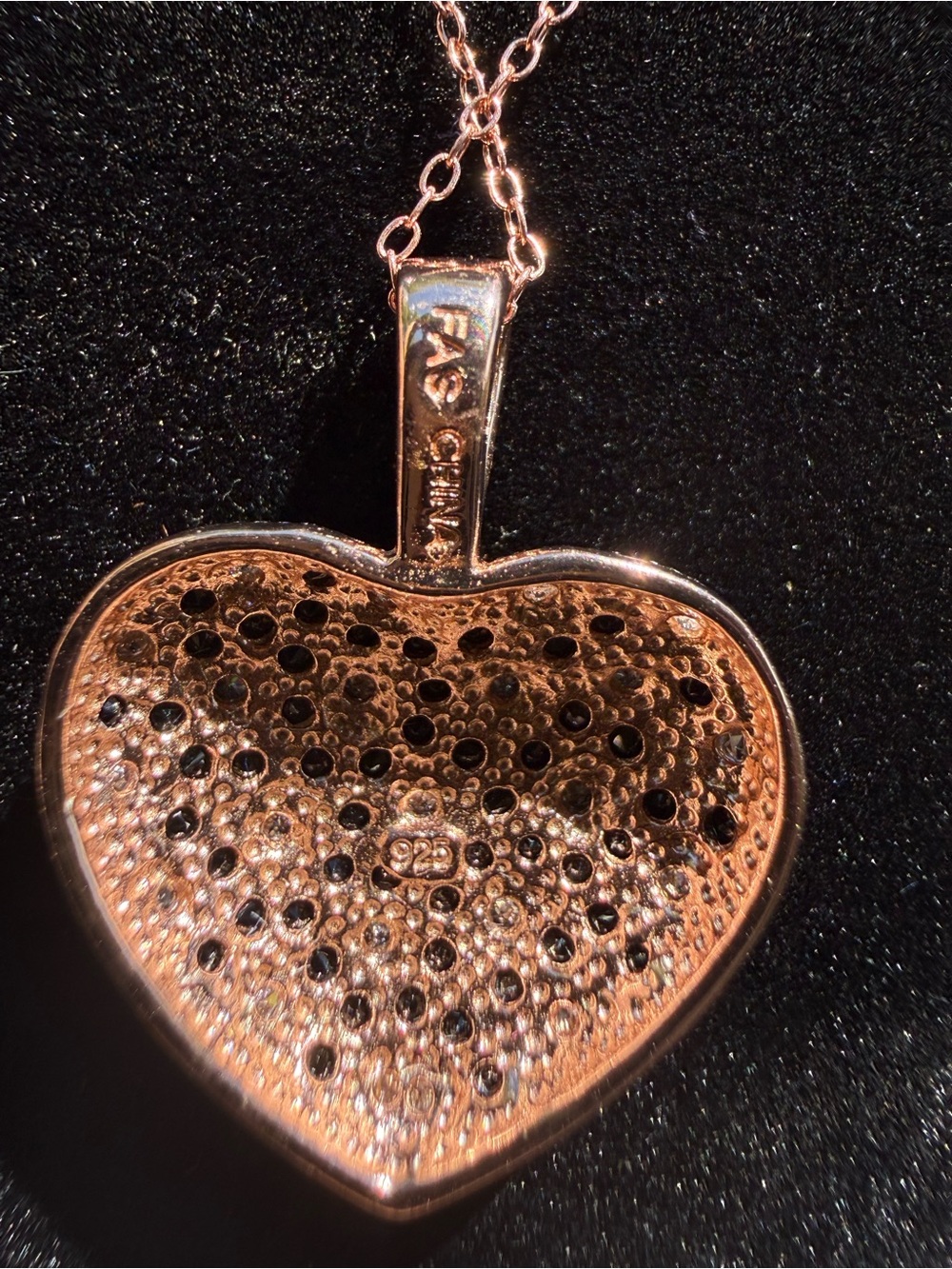 New in Box Freida Rothman 925 Sterling Animal Print Heart Necklace Rose Gold - Picture 2 of 9